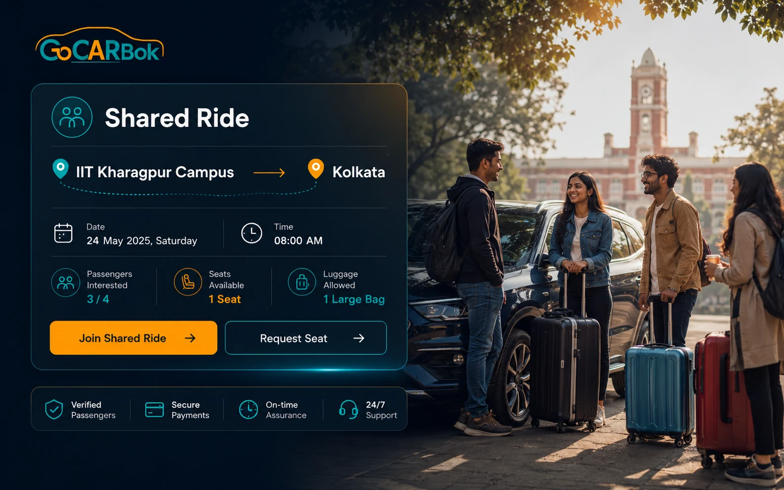 Shared ride route matching with available seats